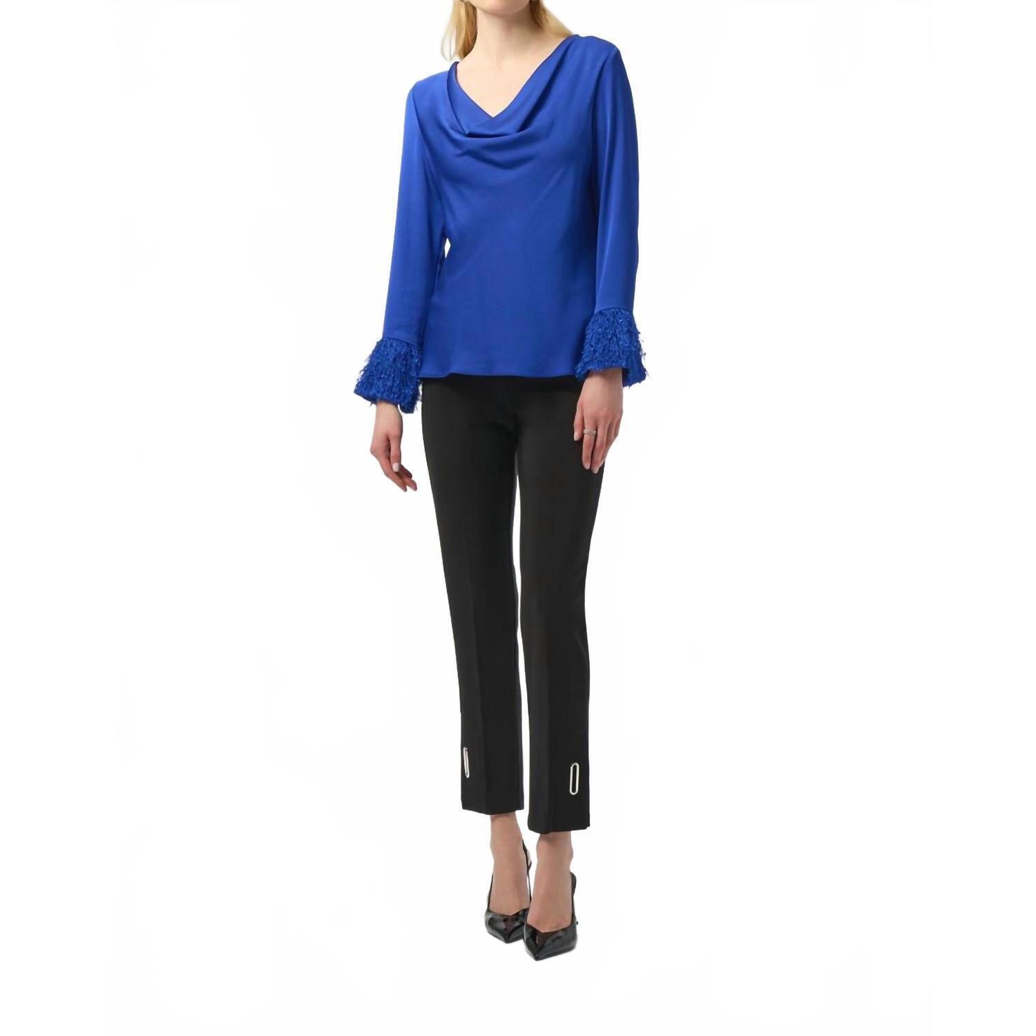 New Joseph Ribkoff Cowl Neck Satin Top In Royal Sapphire